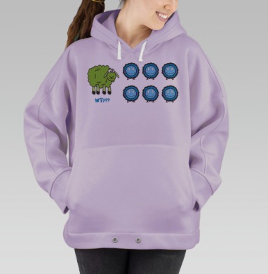 Яркая зеленая овца и синие мультяшные существа WTF??, Hoodie Oversize Fiolet