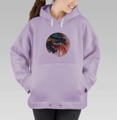 Яркий экспрессивный абстрактный портрет в технике масла, Hoodie Oversize Fiolet