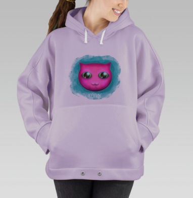 Яркий мультяшный розовый котик – мягкий декор, Hoodie Oversize Fiolet