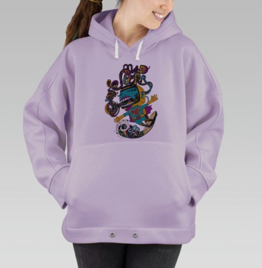 Яркий психоделический Рекламный серфер по рекламе, Hoodie Oversize Fiolet