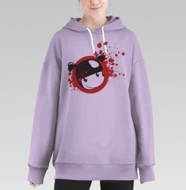 Яркий смелый граффити персонаж в красно-черном стиле, Hoodie Long Oversize Fiolet