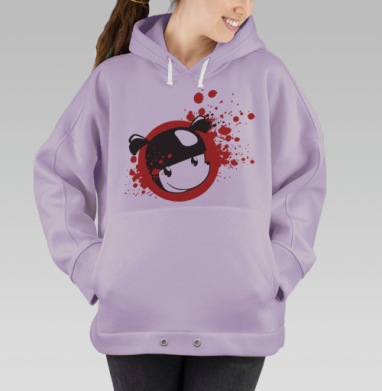 Яркий смелый граффити персонаж в красно-черном стиле, Hoodie Oversize Fiolet