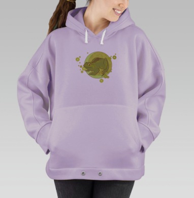 Яркий узор из спящих кошек клубков шерсти, Hoodie Oversize Fiolet