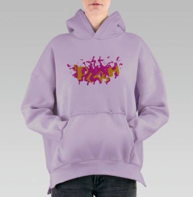 Яркий всплеск розового цвета с надписью SPLASH, Hoodie Oversize Fiolet, утепленная