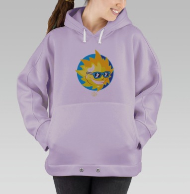 Яркое солнце в стильных синих очках – летний арт, Hoodie Oversize Fiolet