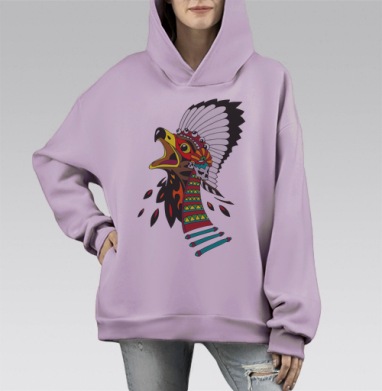 Ястреб, Hoodie Mono Fiolet, оверсайз, утепленная