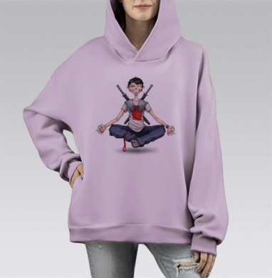 Юный Мастер Боевого Спокойствия, Hoodie Mono Fiolet, оверсайз, утепленная