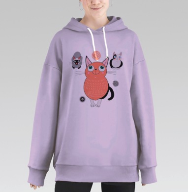 Забавные коты, Hoodie Long Oversize Fiolet