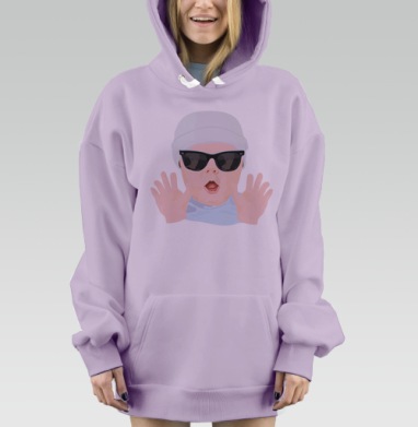 Забавный малыш в стильных солнцезащитных очках, Hoodie Mjhigh Dig Mel, Fiolet, утепленная