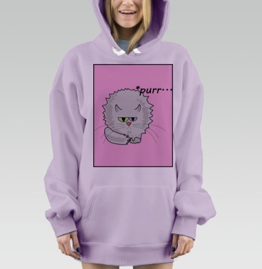Задумчивый кот, Hoodie Mjhigh Dig Mel, Fiolet, утепленная