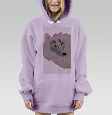 Загадочный волк с яркими глазами, Hoodie Mjhigh Dig Mel, Fiolet, утепленная