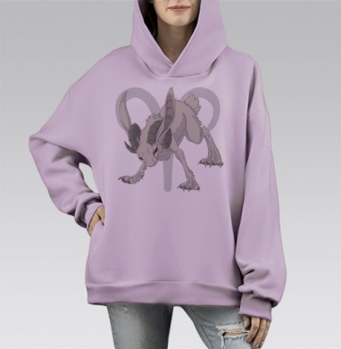 Зайки Зодиака Овен, Hoodie Mono Fiolet, оверсайз, утепленная