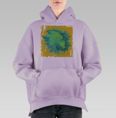 Зеленая девушка, Hoodie Oversize Fiolet, утепленная