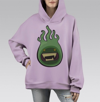 Зелёная вспышка ярости, Hoodie Mono Fiolet, оверсайз, утепленная