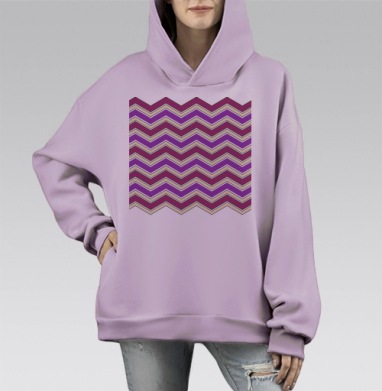 зигзаг, Hoodie Mono Fiolet, оверсайз, утепленная