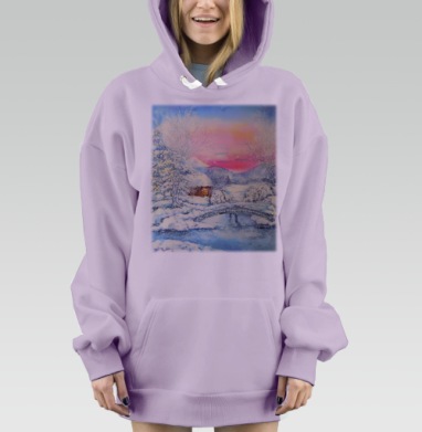 Зимний пейзаж, Hoodie Mjhigh Dig Mel, Fiolet, утепленная