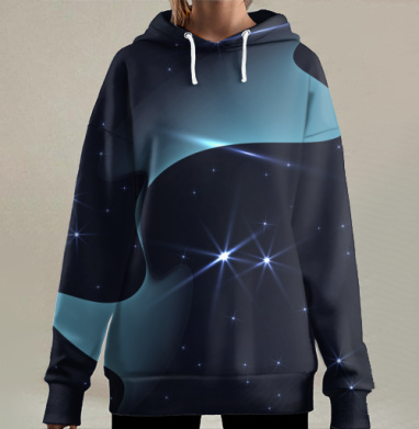 Космическая музыка., Hoodie Long Oversize 3D