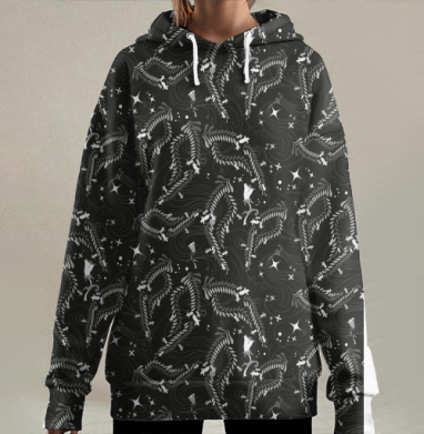 Ночь., Hoodie Long Oversize 3D