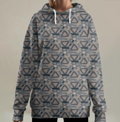 Простой геометрический узор., Hoodie Long Oversize 3D