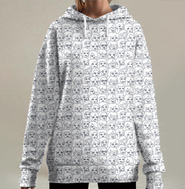 Толпа девочек, Hoodie Long Oversize 3D
