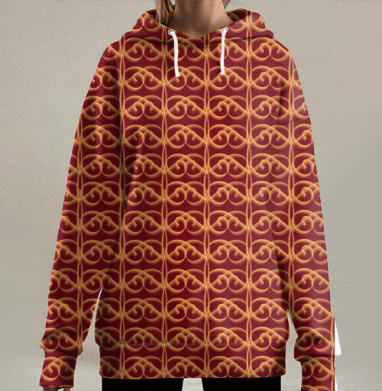 Золотистый завиток., Hoodie Long Oversize 3D