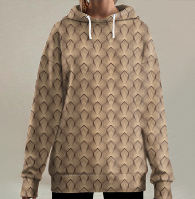 Строгий узор., Hoodie Long Oversize 3D