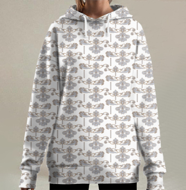 Узор старинный., Hoodie Long Oversize 3D
