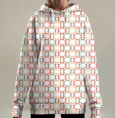 Геометрическая сетка., Hoodie Long Oversize 3D