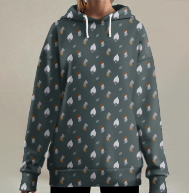 Ночной листопад., Hoodie Long Oversize 3D
