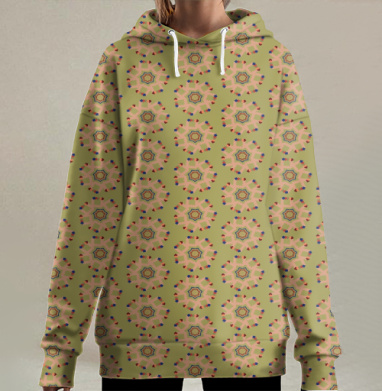 Пиксельный лепесток., Hoodie Long Oversize 3D
