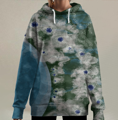 Феерия акварели., Hoodie Long Oversize 3D