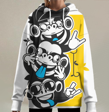 Вечеринка арт, Hoodie Long Oversize 3D